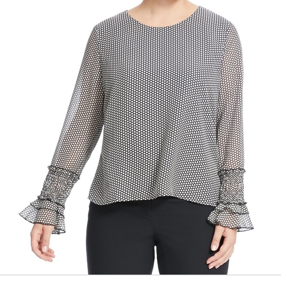 Nanette Lepore polka dot bell cuff blouse - Picture 1 of 8